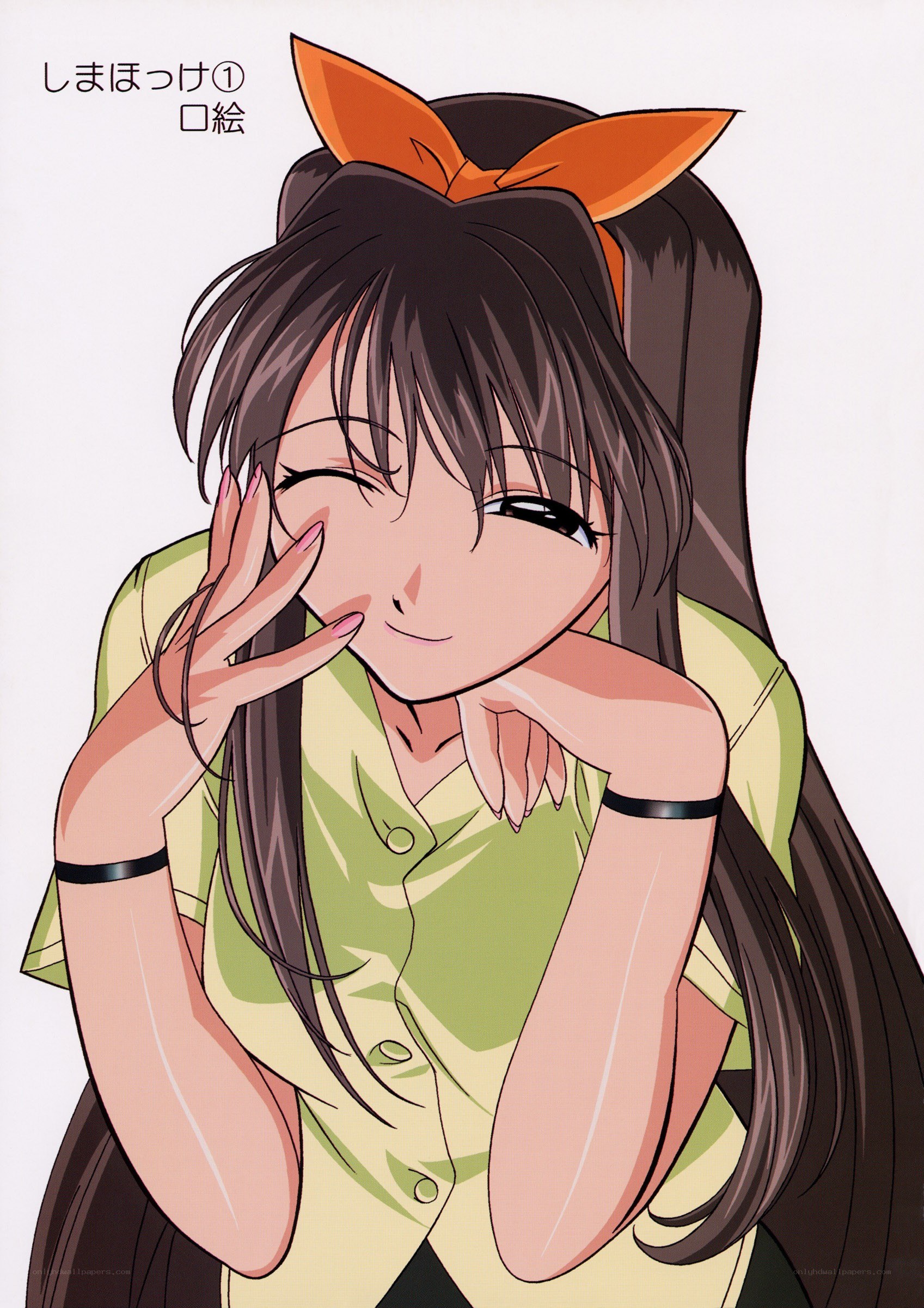 anime girl with orange bow