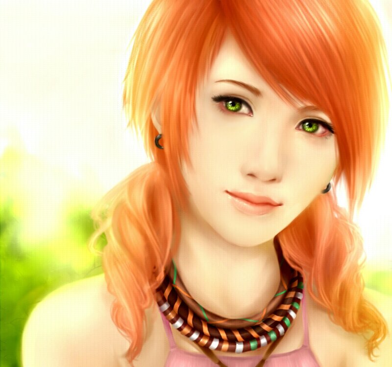 Anime Girl with Orange Hair — Calm, Digital Art