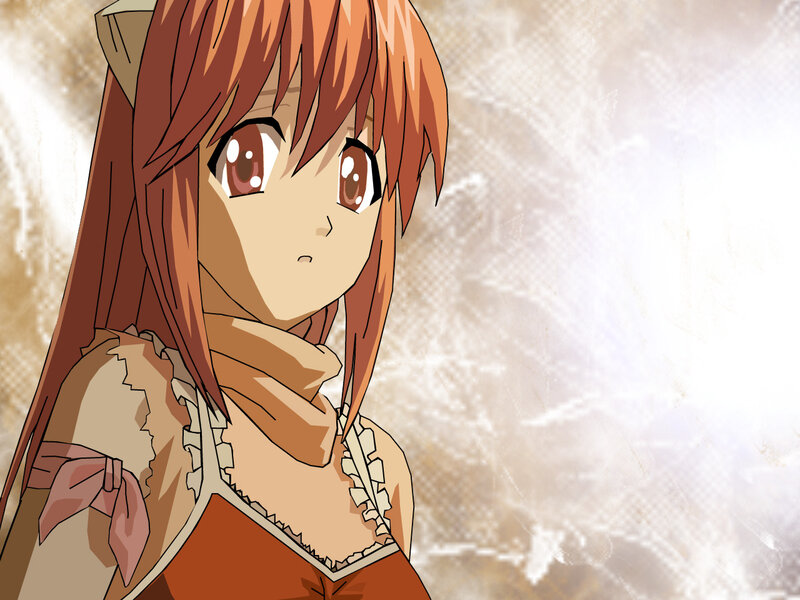 Anime Girl with Orange Hair — Calm, Scarf