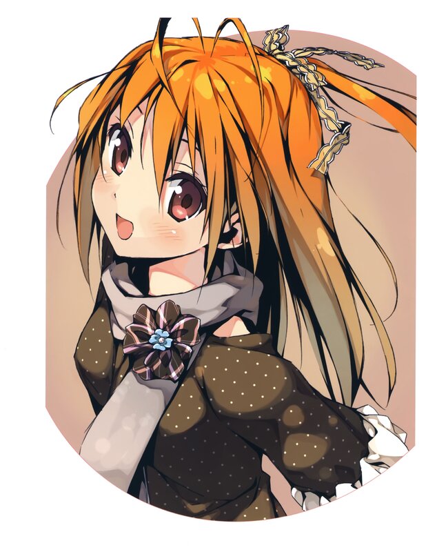 Anime Girl with Orange Hair — Cheerful, Scarf