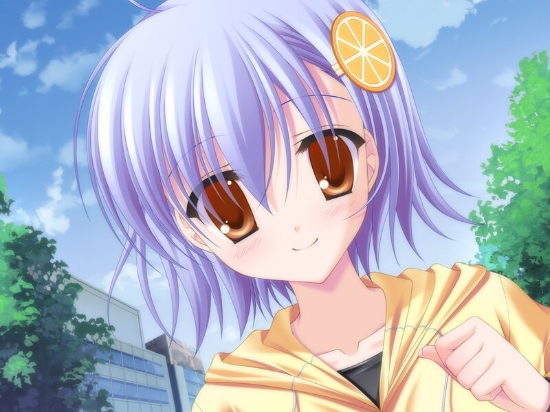 anime girl with orange hair clip