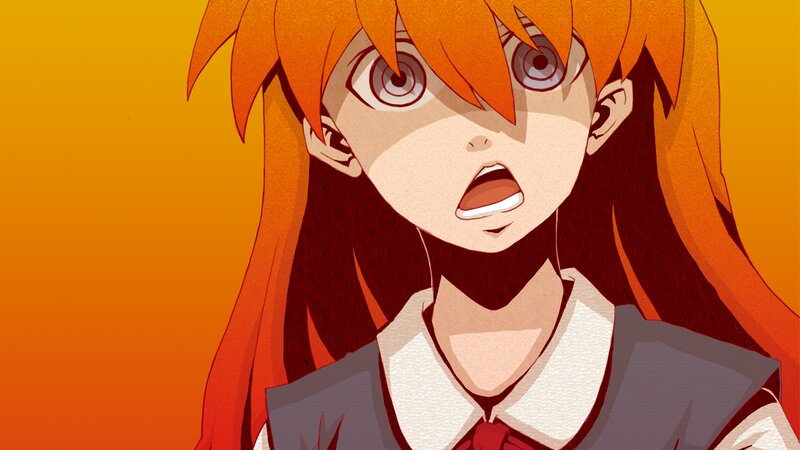 Anime Girl with Orange Hair — Dramatic, School Uniform, Wide Eyes