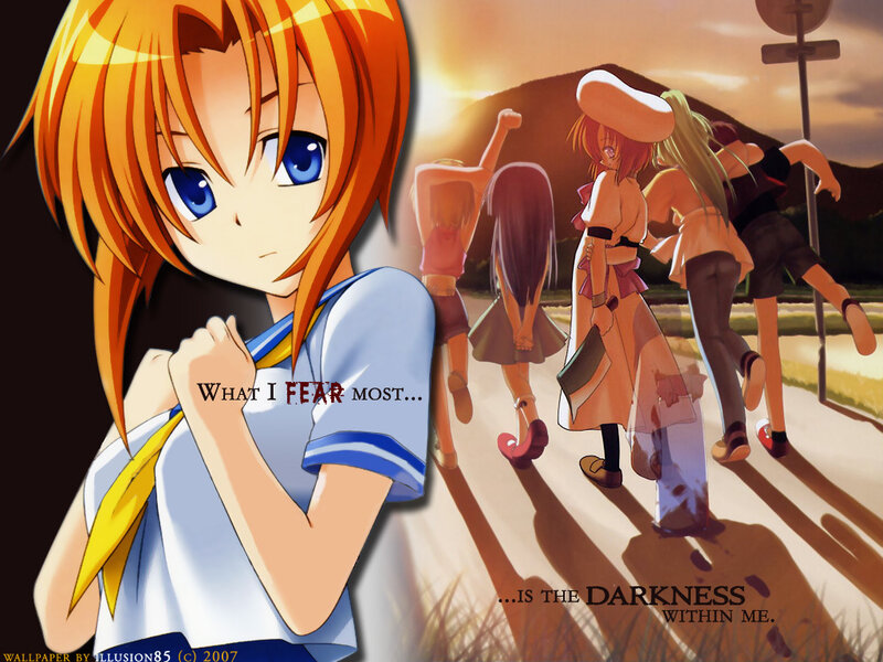 Anime Girl with Orange Hair — Dramatic, Sunset