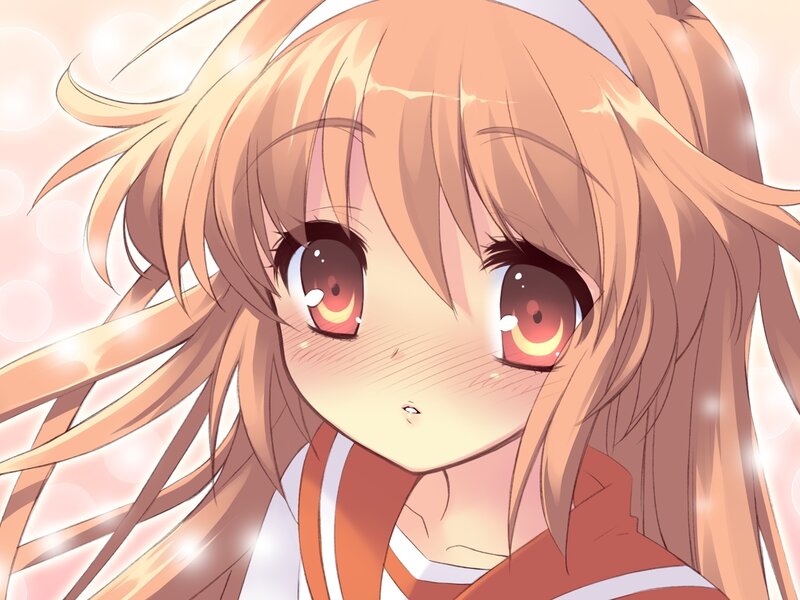 Anime Girl with Orange Hair — Dreamy, Eyes