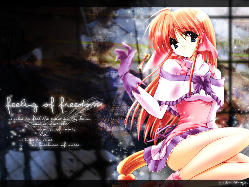 Anime Girl with Orange Hair — Dreamy, Night