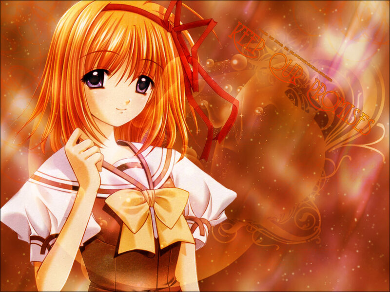 Anime Girl with Orange Hair — Dreamy, School Uniform