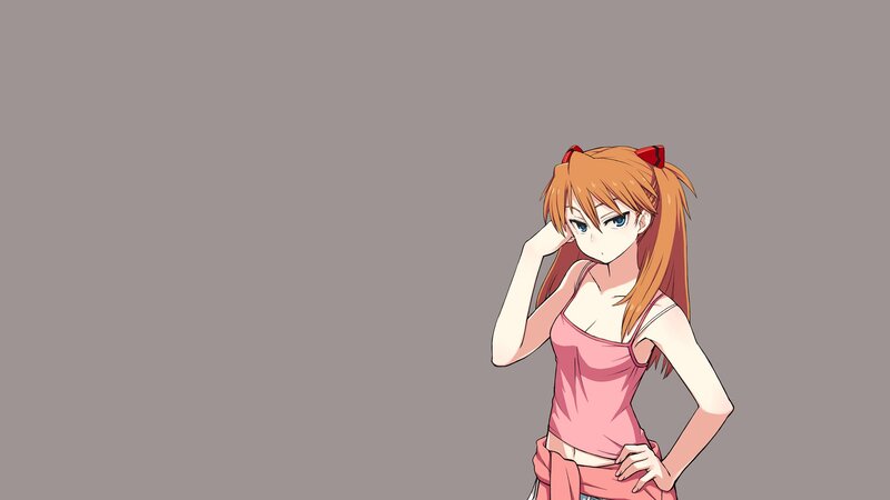 Anime Girl with Orange Hair — Gray