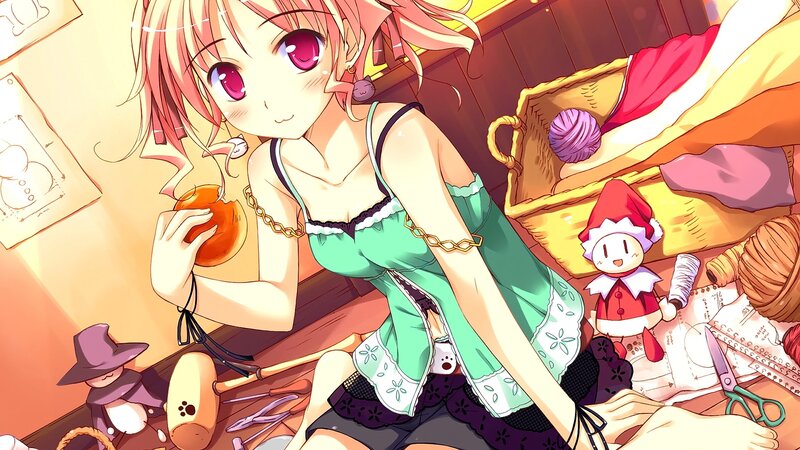 Anime Girl with Orange Hair — Green, Calm