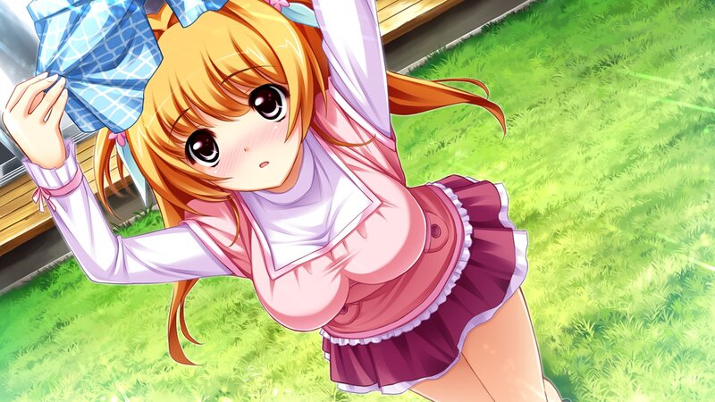 Anime Girl with Orange Hair — Green, Playful