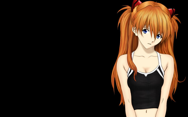 Anime Girl with Orange Hair — Neutral, Black Top