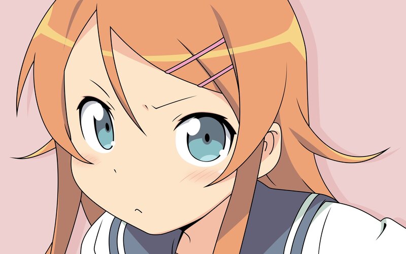 Anime Girl with Orange Hair — Neutral, Blue Eyes