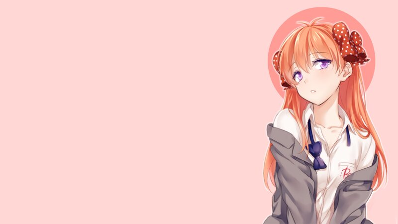 Anime Girl with Orange Hair — Pink, Calm, School Uniform