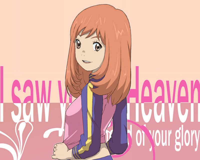 Anime Girl with Orange Hair — Pink, Calm