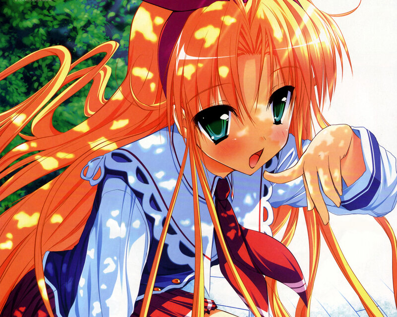 Anime Girl with Orange Hair — Playful, Afternoon