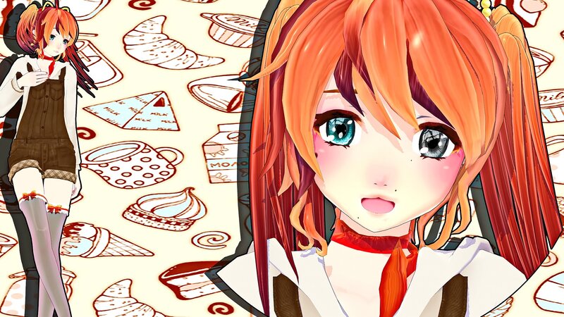 Anime Girl with Orange Hair — Playful, Digital Art, Pigtails