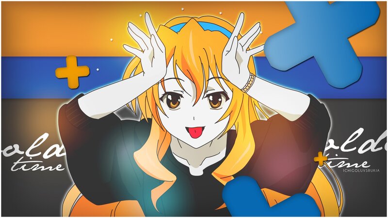 Anime Girl with Orange Hair — Playful, Hands