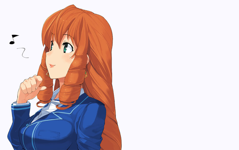 Anime Girl with Orange Hair — Playful, Music Note