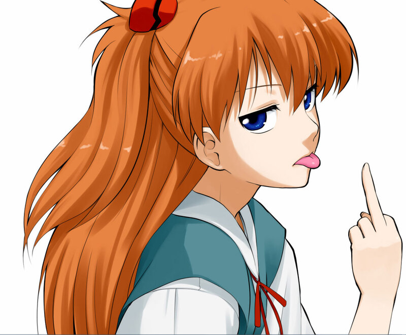 Anime Girl with Orange Hair — Playful, Ponytail, School Uniform