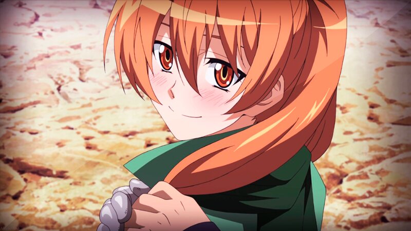 Anime Girl with Orange Hair — Playful, Scarf