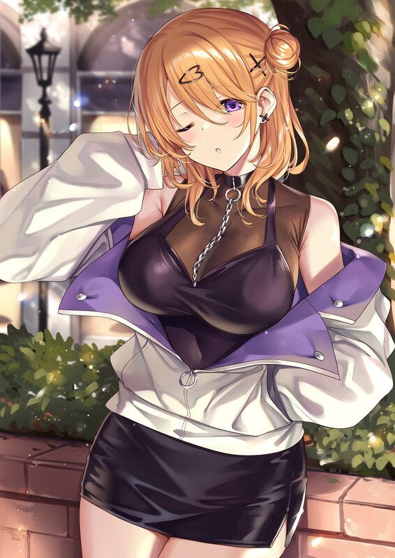 Anime Girl with Orange Hair — Purple, Calm
