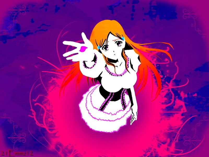 Anime Girl with Orange Hair — Purple