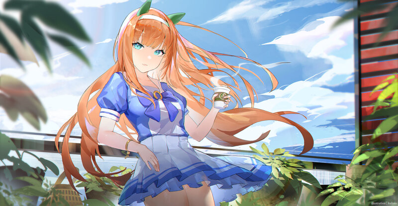 Anime Girl with Orange Hair — Serene, Afternoon