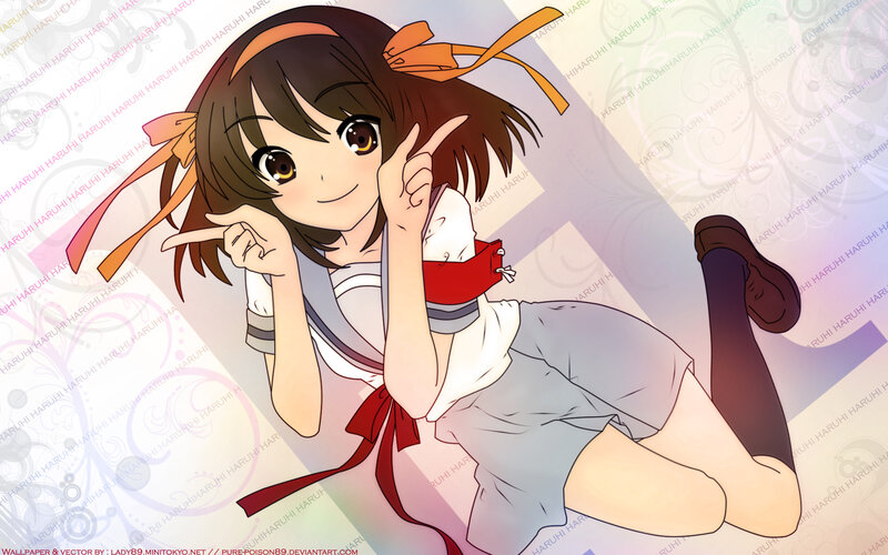 anime girl with orange ribbon