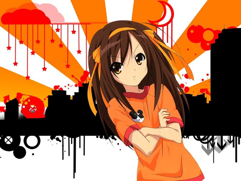 anime girl with orange shirt