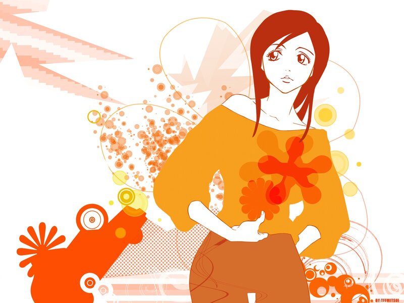 Anime Girl with Orange Shirt — Calm