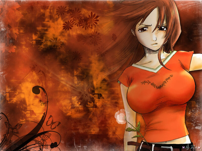 anime girl with orange shirt