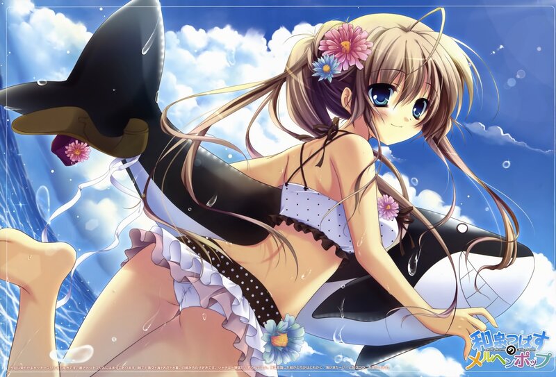 Anime girl with orca in water