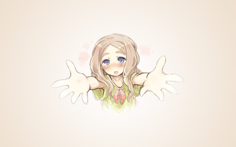 Anime Girl with Outstretched Hands — Beige