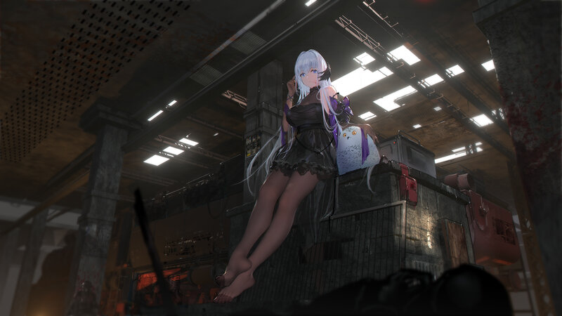 Anime Girl with Owl — Black