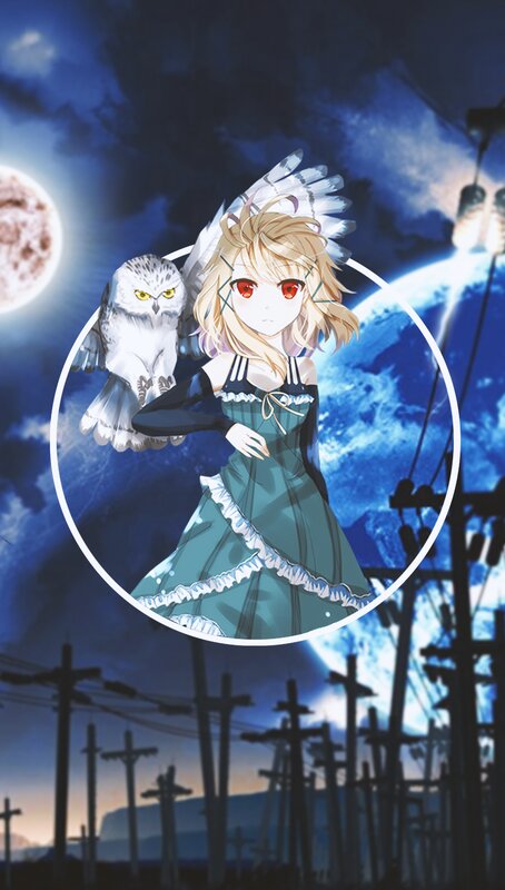 Anime Girl with Owl — Blue, Dramatic