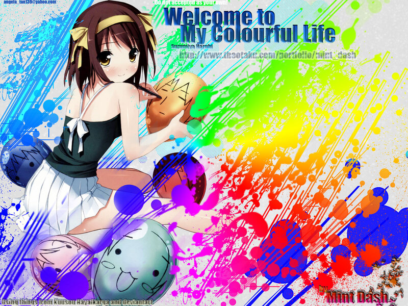 anime girl with paint splatters