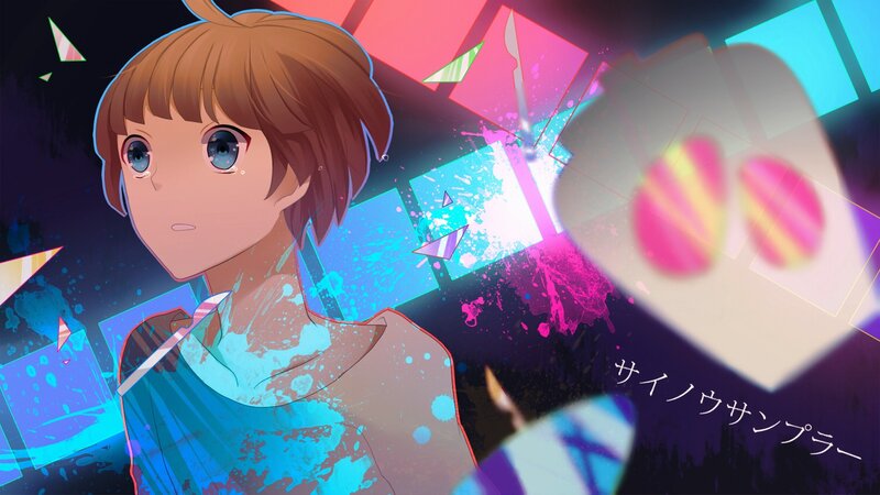 anime girl with paint splatters