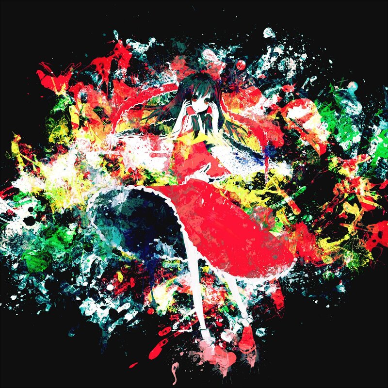 anime girl with paint splatters