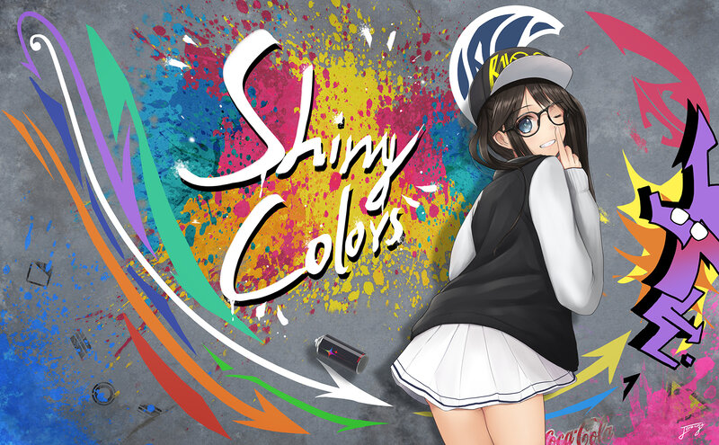 Anime Girl with Paint Splatters — Gray