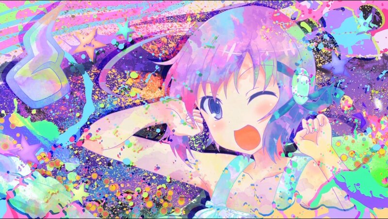 Anime Girl with Paint Splatters — Purple