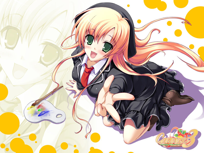 anime girl with paintbrush