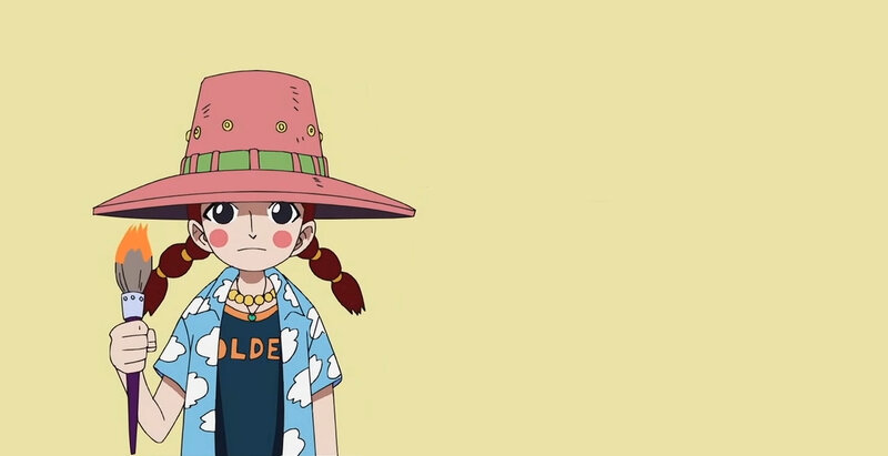 anime girl with paintbrush