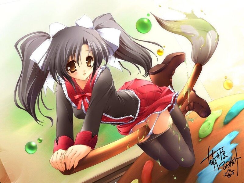 anime girl with paintbrush