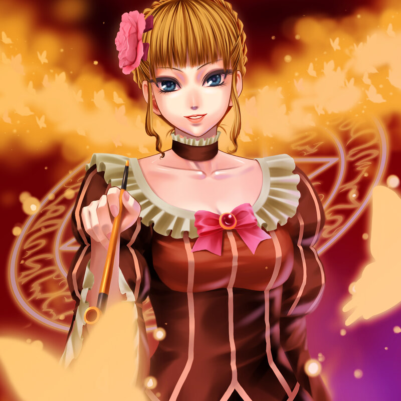 anime girl with paintbrush