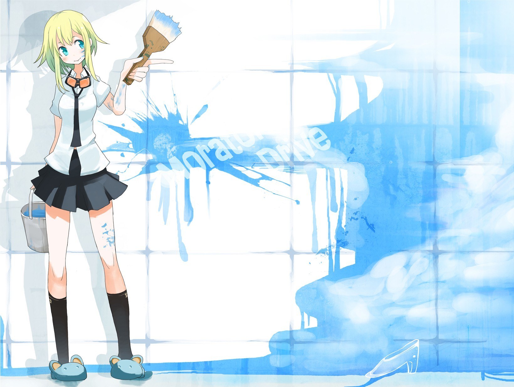anime girl with paintbrush