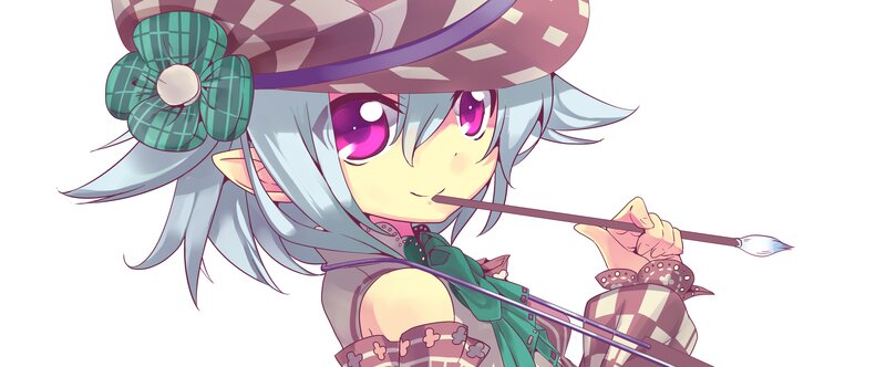 Anime Girl with Paintbrush — Blue, Playful