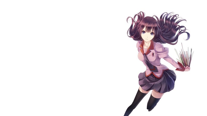 Anime Girl with Paintbrushes — Purple, Dynamic
