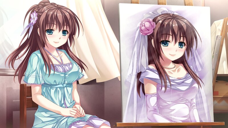 Anime Girl with Painting — Brown
