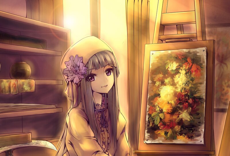 Anime Girl with Painting