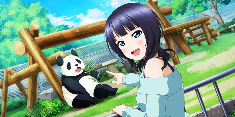 Anime Girl with Panda — Blue