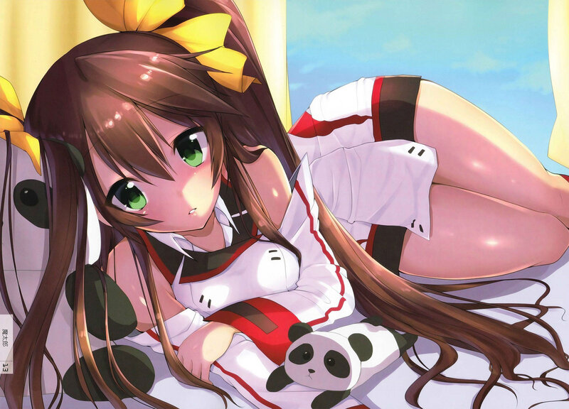 Anime Girl with Panda — Brown